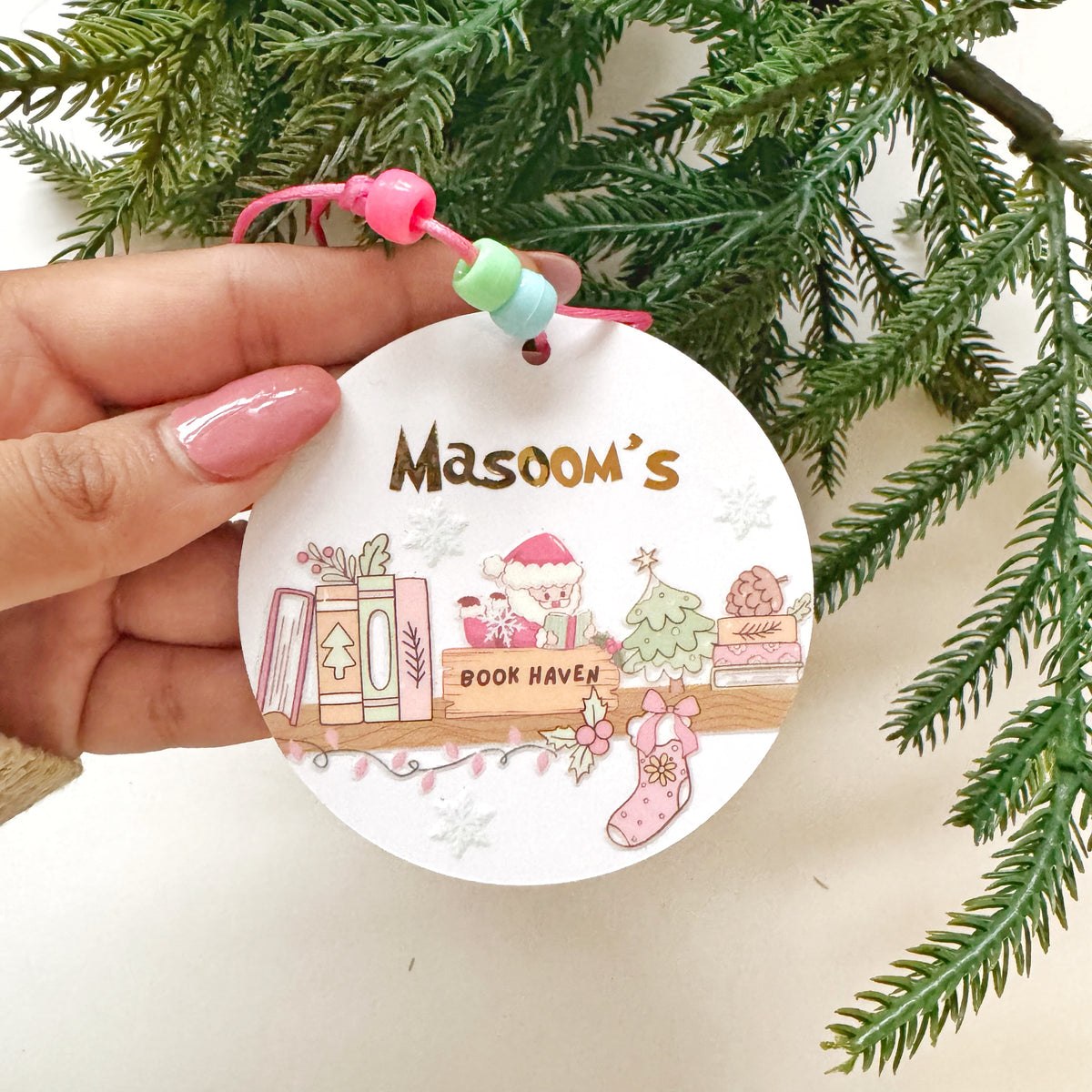Christmas Bookish Personalised Ornament for Bookworm