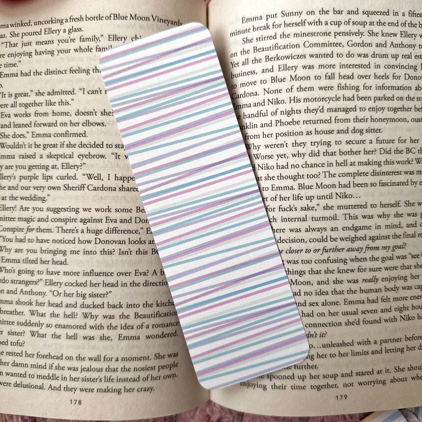 Pastel Stripes Linen Bookmark Set of 5 – Aesthetic Bookish Bookmarks for Readers