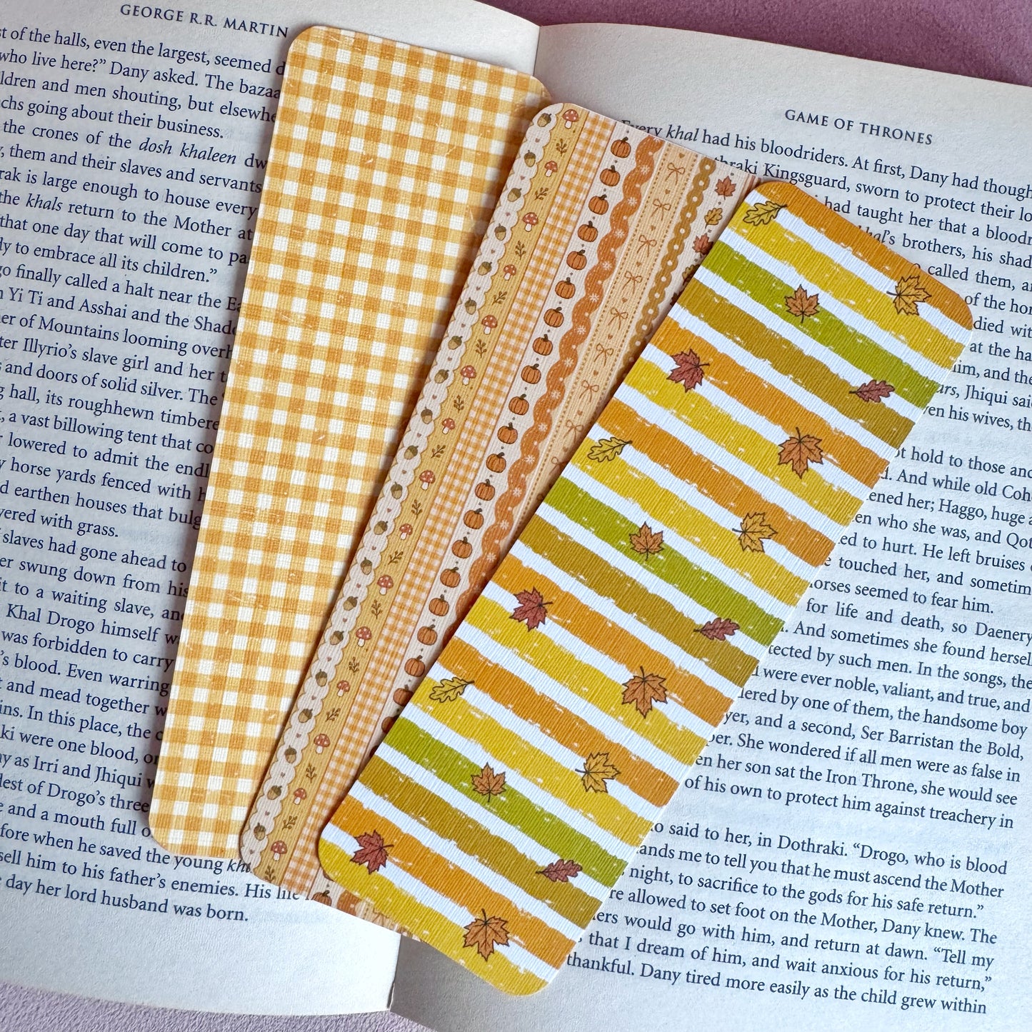 Autumn Bookmarks – Classic Autumn Patterns Handmade Linen Fall Bookmarks