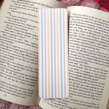Pastel Stripes Linen Bookmark Set of 5 – Aesthetic Bookish Bookmarks for Readers