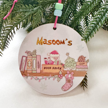 Christmas Bookish Personalised Ornament for Bookworm