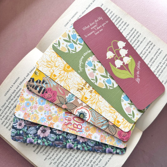 Floral & Botanical Linen Bookmark – Double Sided Bookish Bookmark for Readers