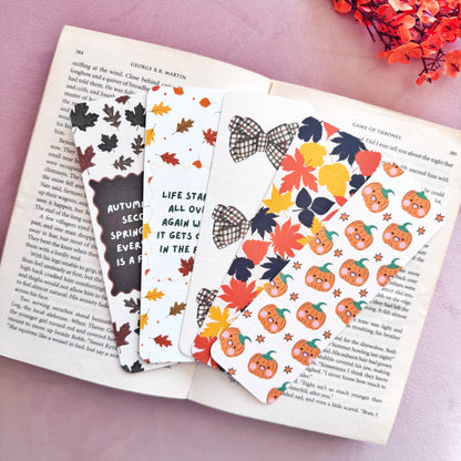 Cozy Autumn & Fall Linen Bookmark Collection – Double Sided Bookmarks for Readers