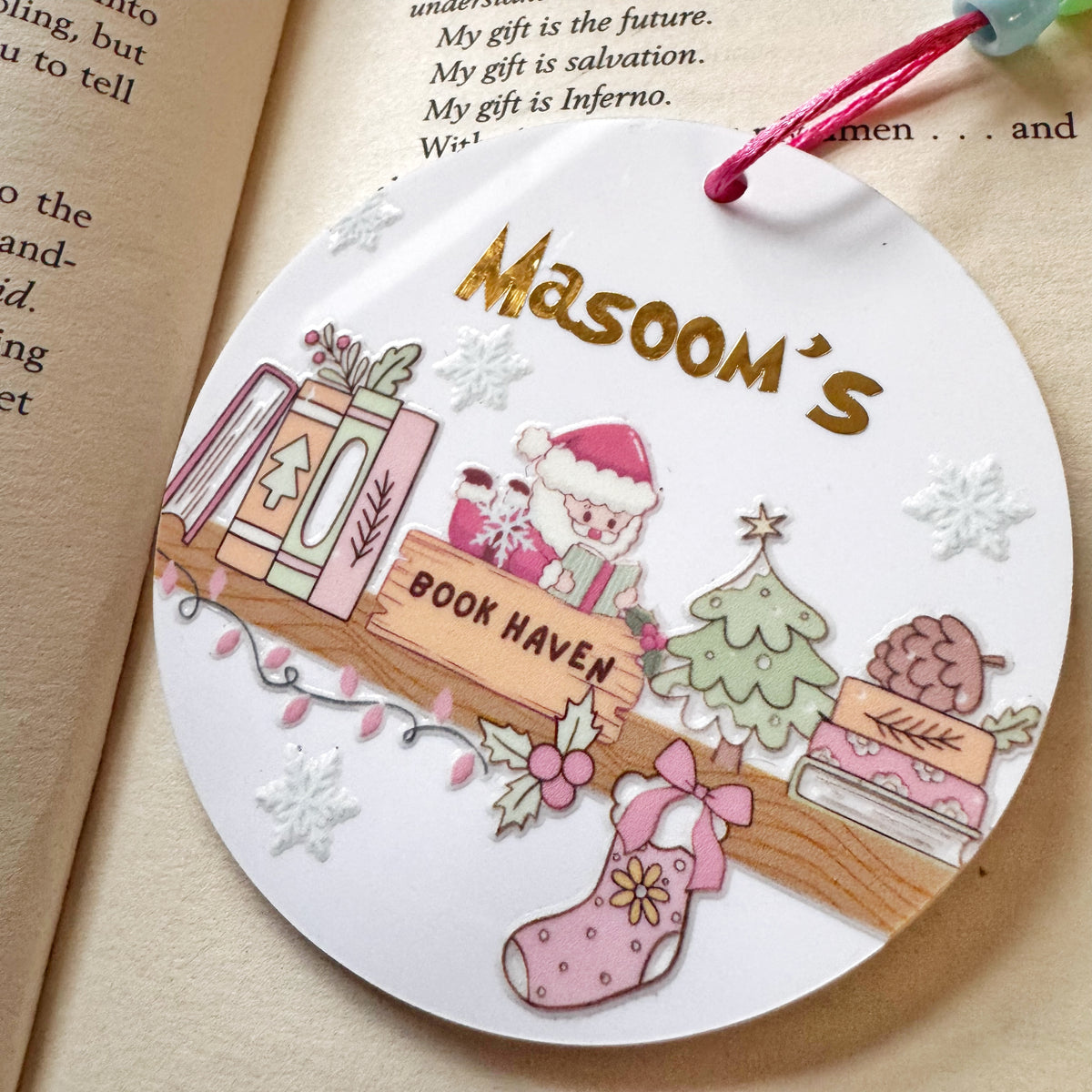 Christmas Bookish Personalised Ornament for Bookworm
