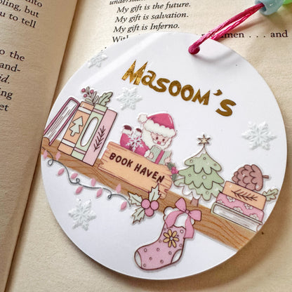 Christmas Bookish Personalised Ornament for Bookworm
