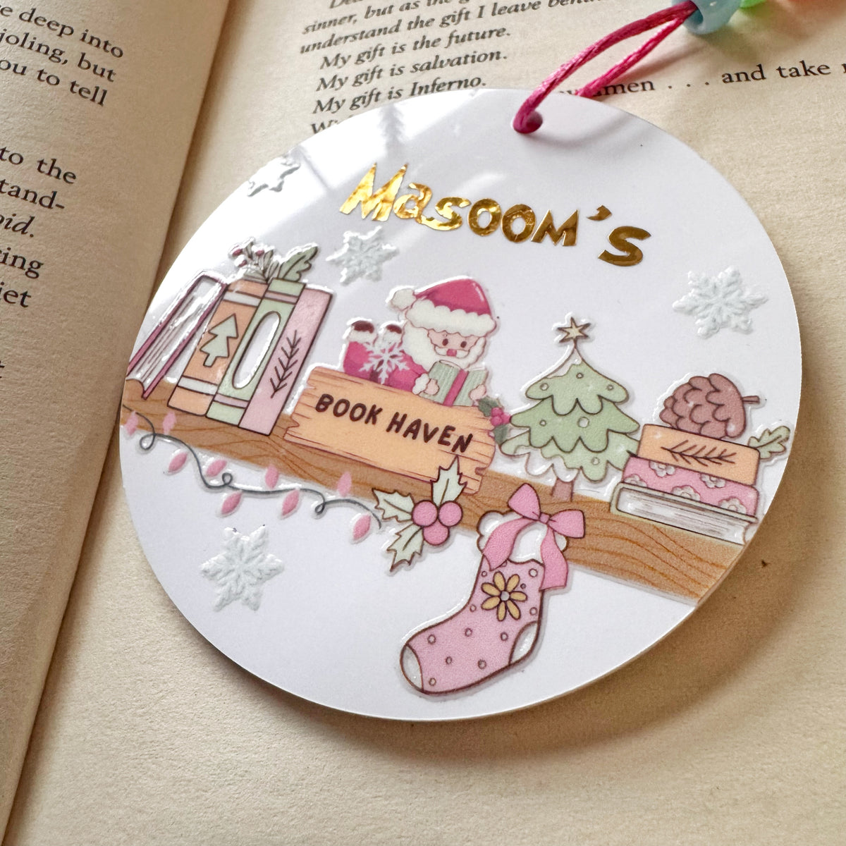 Christmas Bookish Personalised Ornament for Bookworm