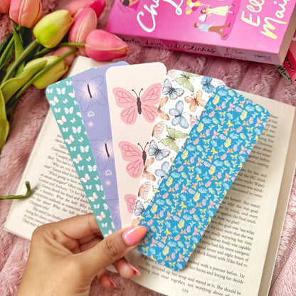 Butterfly Linen Bookmark Set – Spring Floral Bookish Bookmarks for Readers (Set of 5)