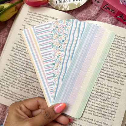 Pastel Stripes Linen Bookmark Set of 5 – Aesthetic Bookish Bookmarks for Readers