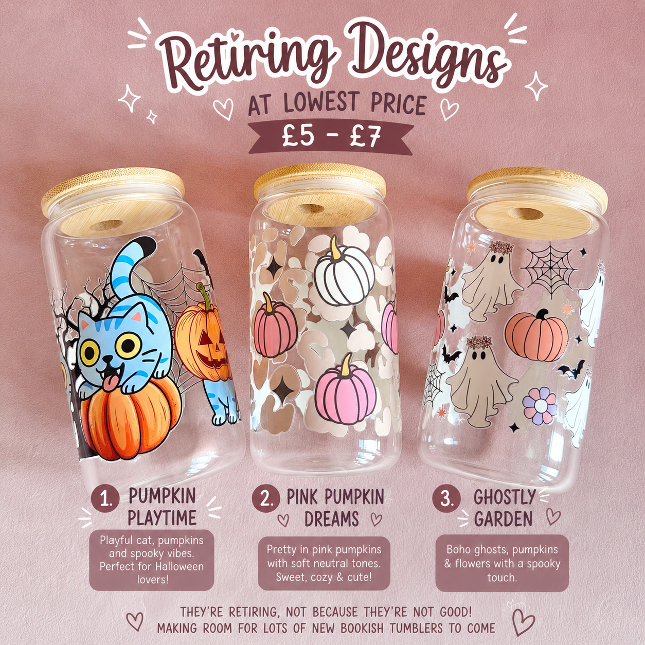 Halloween Glass Can Tumbler with Bamboo Lid & Straw – Choose Your Design
