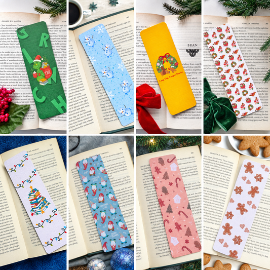 Christmas Linen Bookmark Collection – Double Sided Bookish Bookmarks for Readers