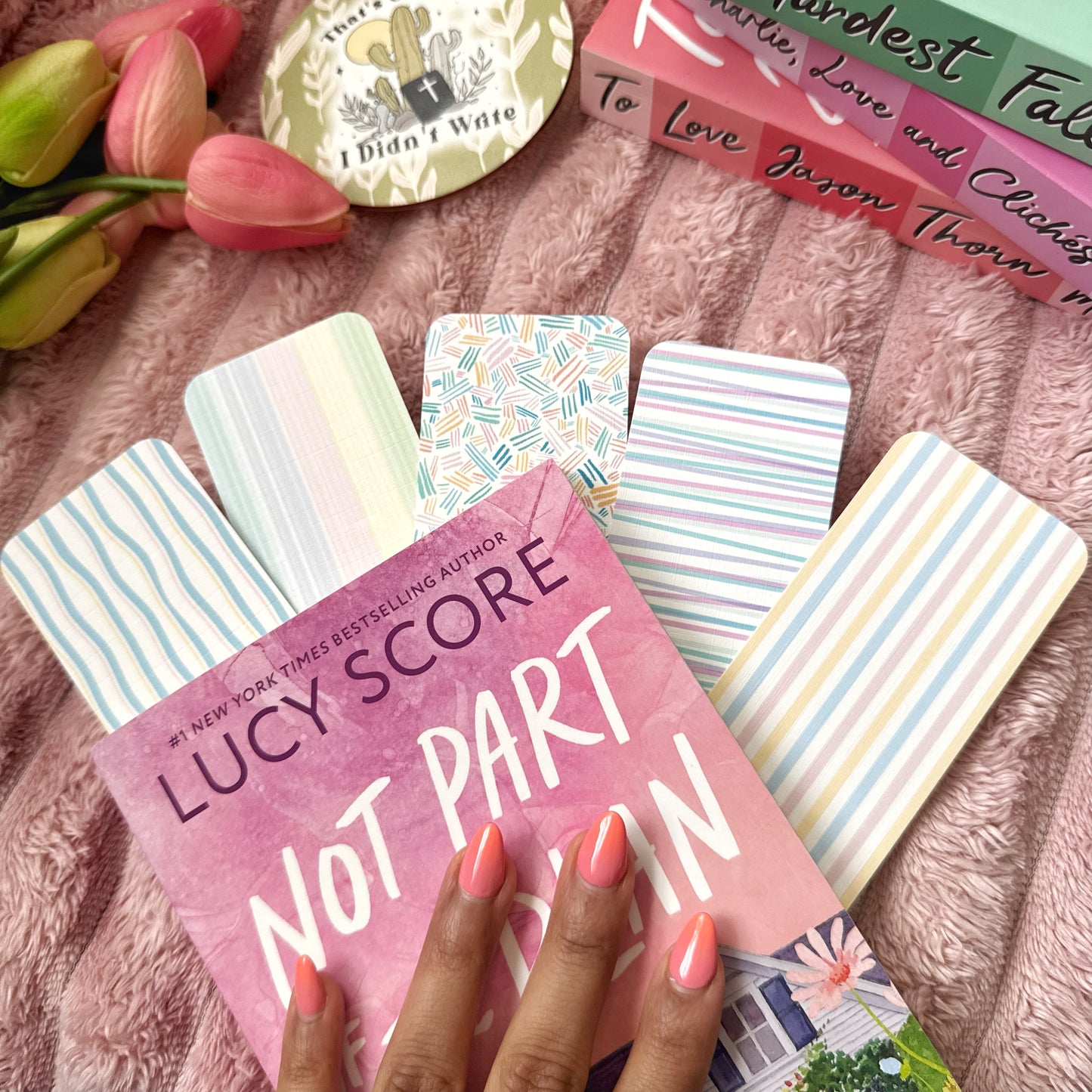 Pastel Stripes Linen Bookmark Set of 5 – Aesthetic Bookish Bookmarks for Readers