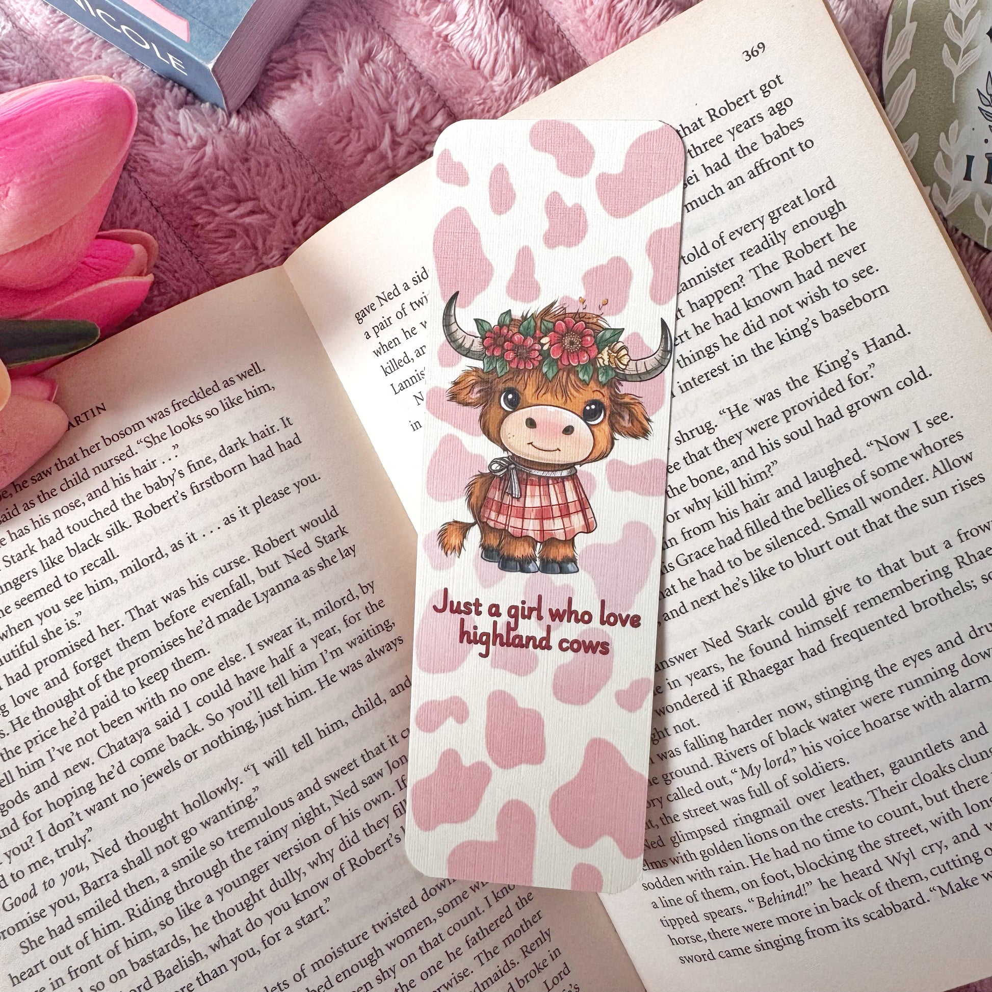 aesthetic cow bookmark for book lovers