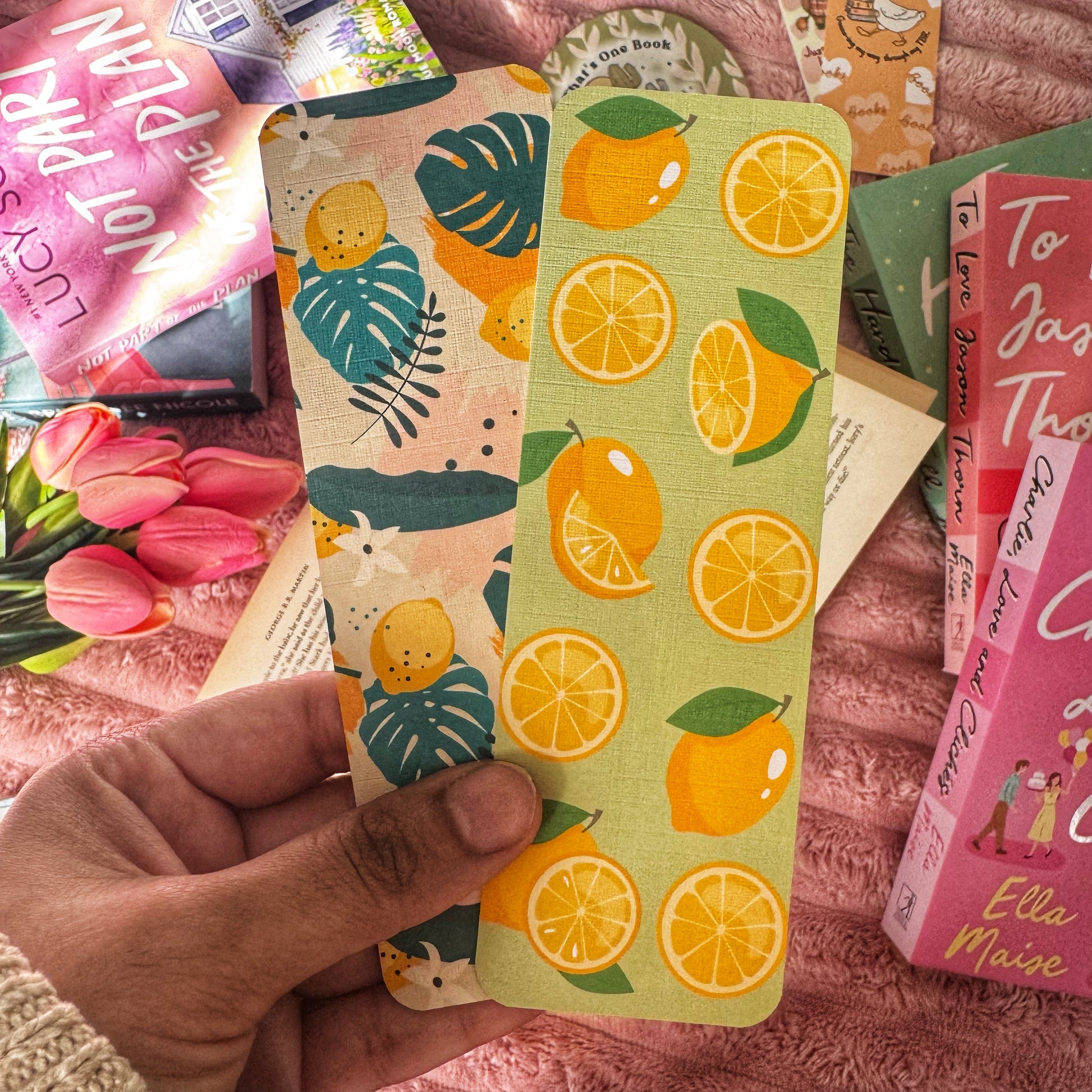 aesthetic lemon bookmark set for book lovers