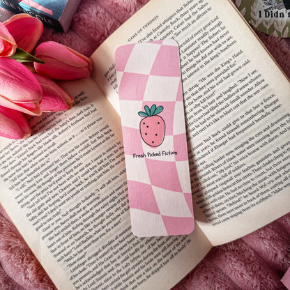 aesthetic pink fruit bookmark for book lovers