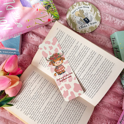 cute animal bookmark highland cow illustration