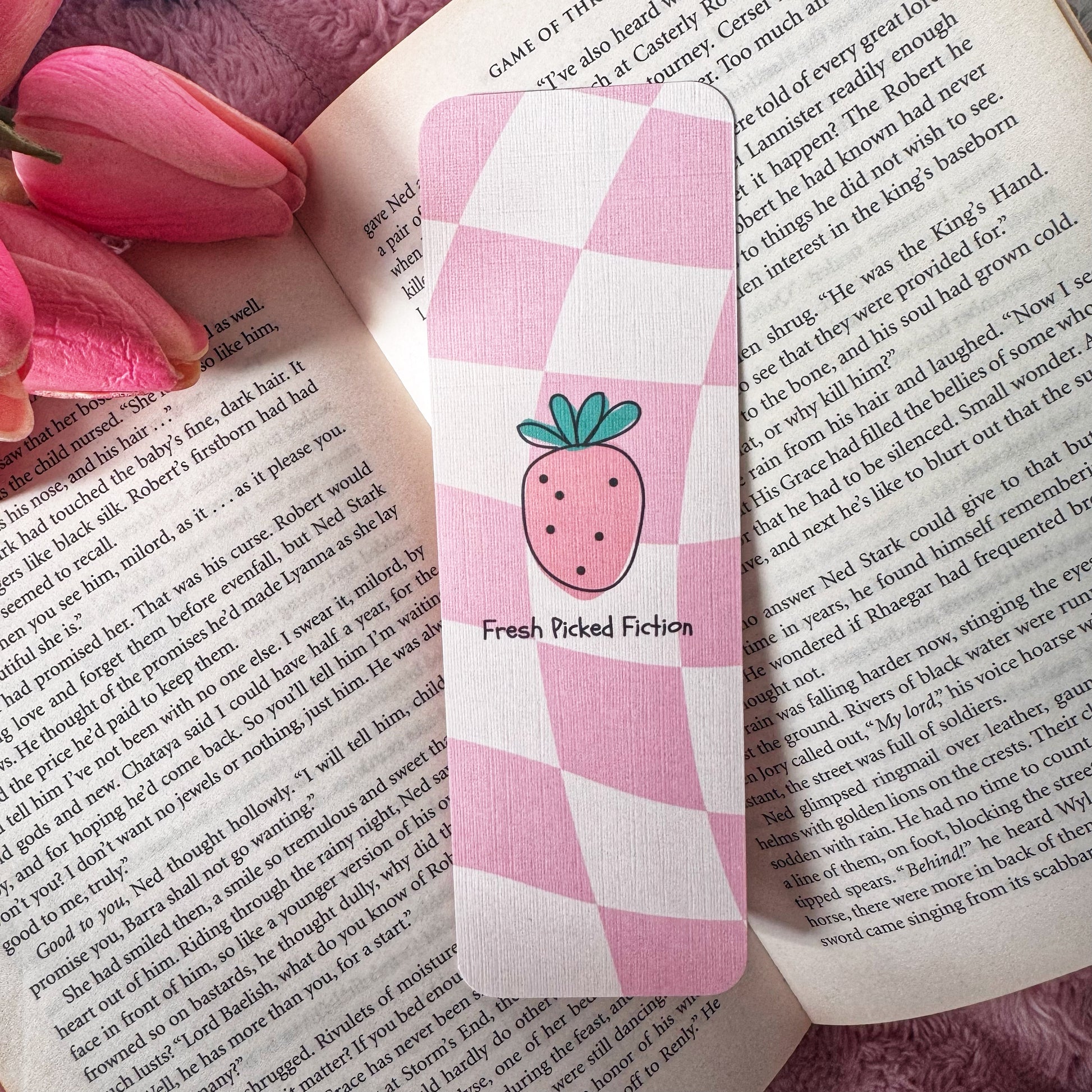 cute strawberry bookmark 2 x 6 inches bookish