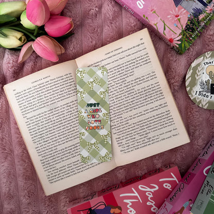 double sided linen bookmark green aesthetic