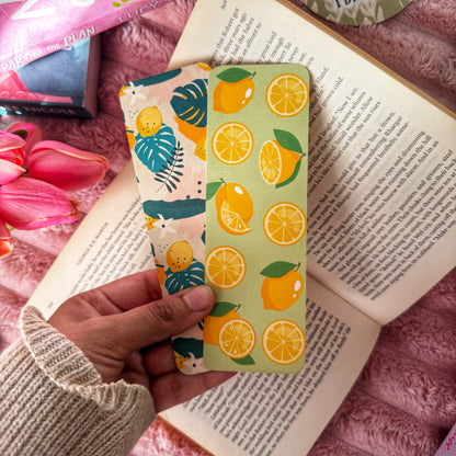 double sided linen bookmark summer theme