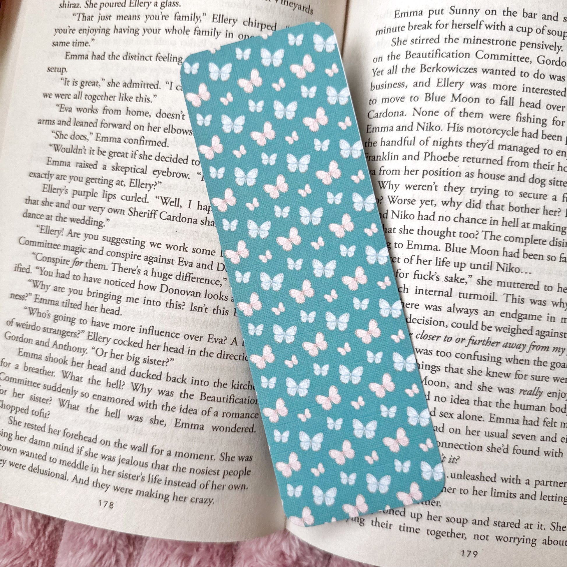 double sided linen butterfly bookmarks