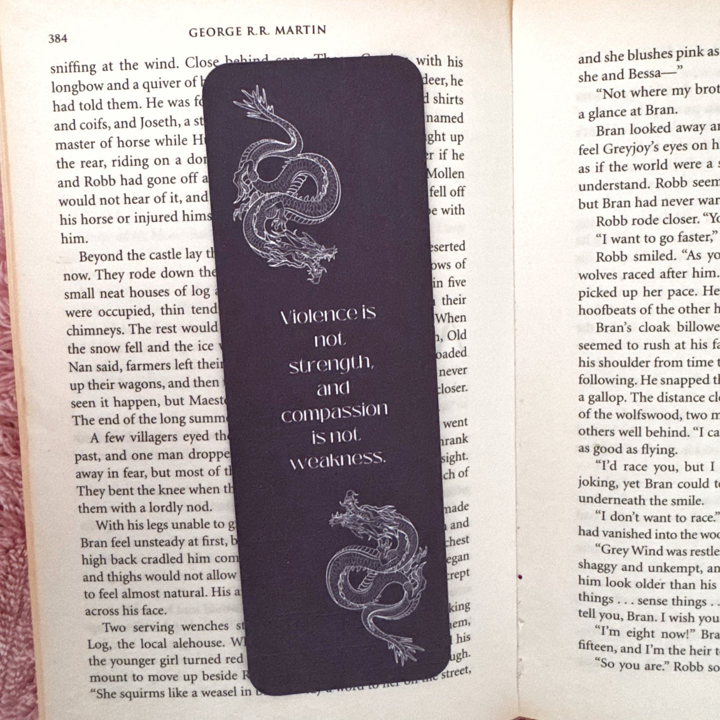 double sided linen fantasy dragon bookmark