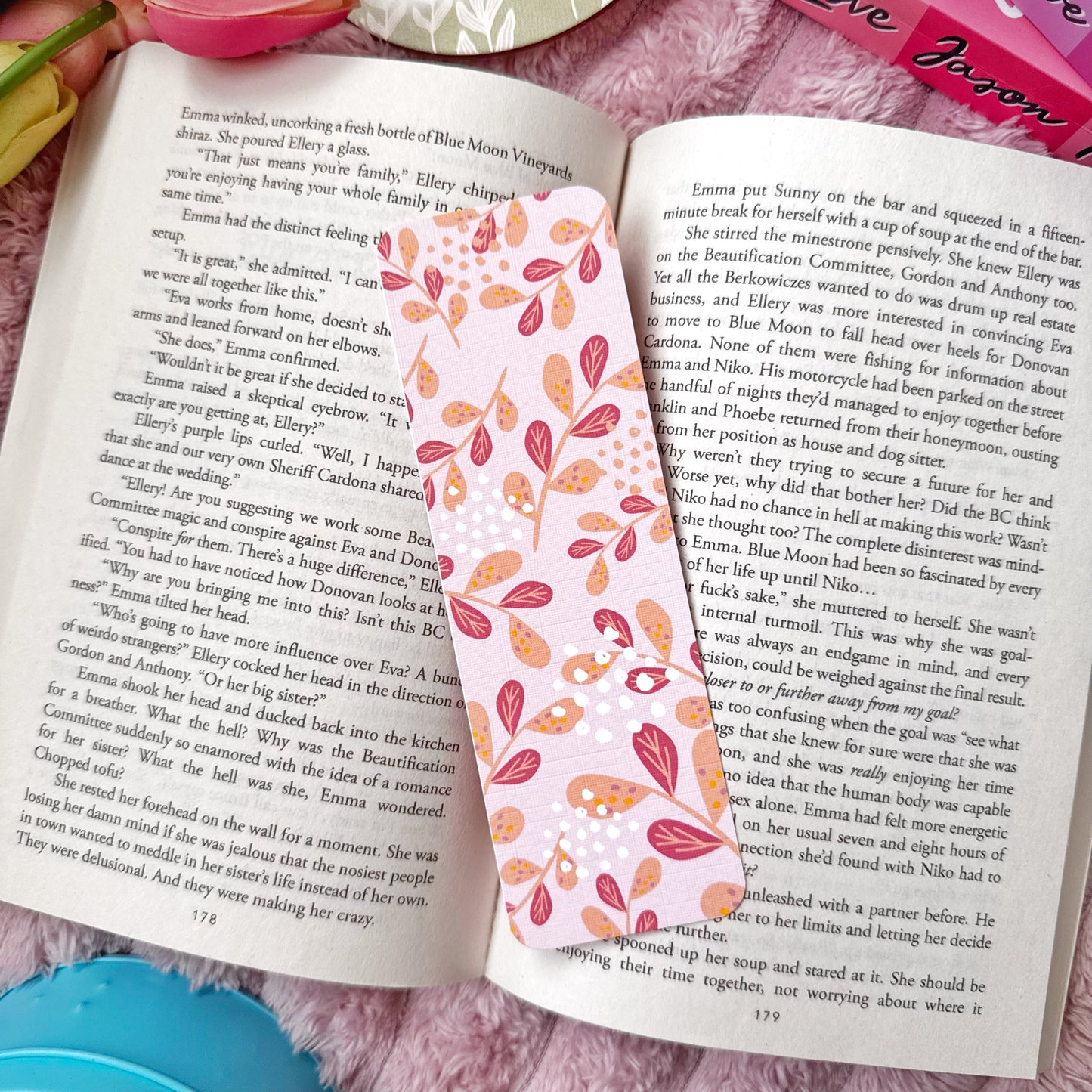 double sided linen floral bookmarks
