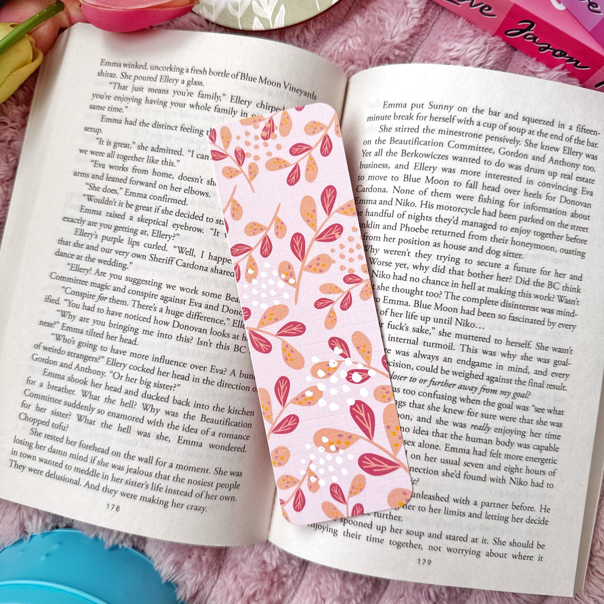 double sided linen floral bookmarks
