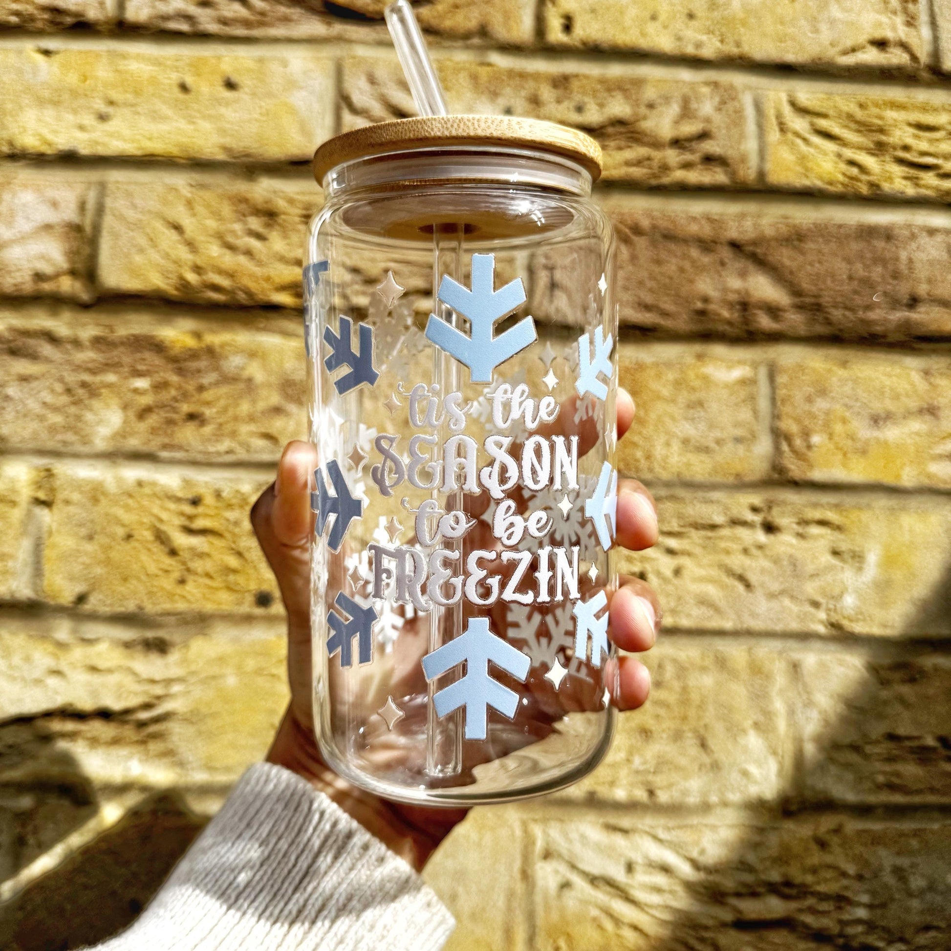 festive snowflake iced coffee tumbler