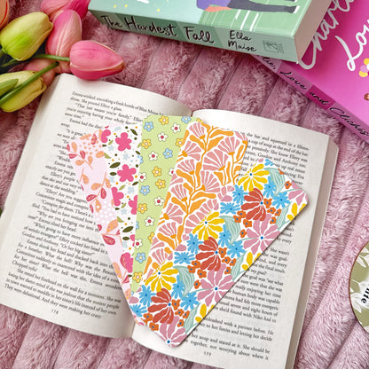 floral linen bookmark set of 5