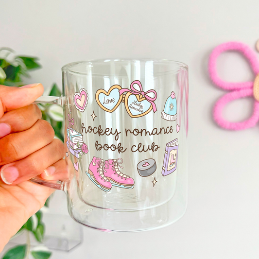 Hockey Romance Book Club Glass Coffee Mug: Double Walled 13oz