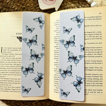 Butterfly Bookmark for Book Lovers two sided , Blue Butterfly Bookmark, Linen Bookmark, Booklover Gifts,Teachers Gift, Bookish Gift