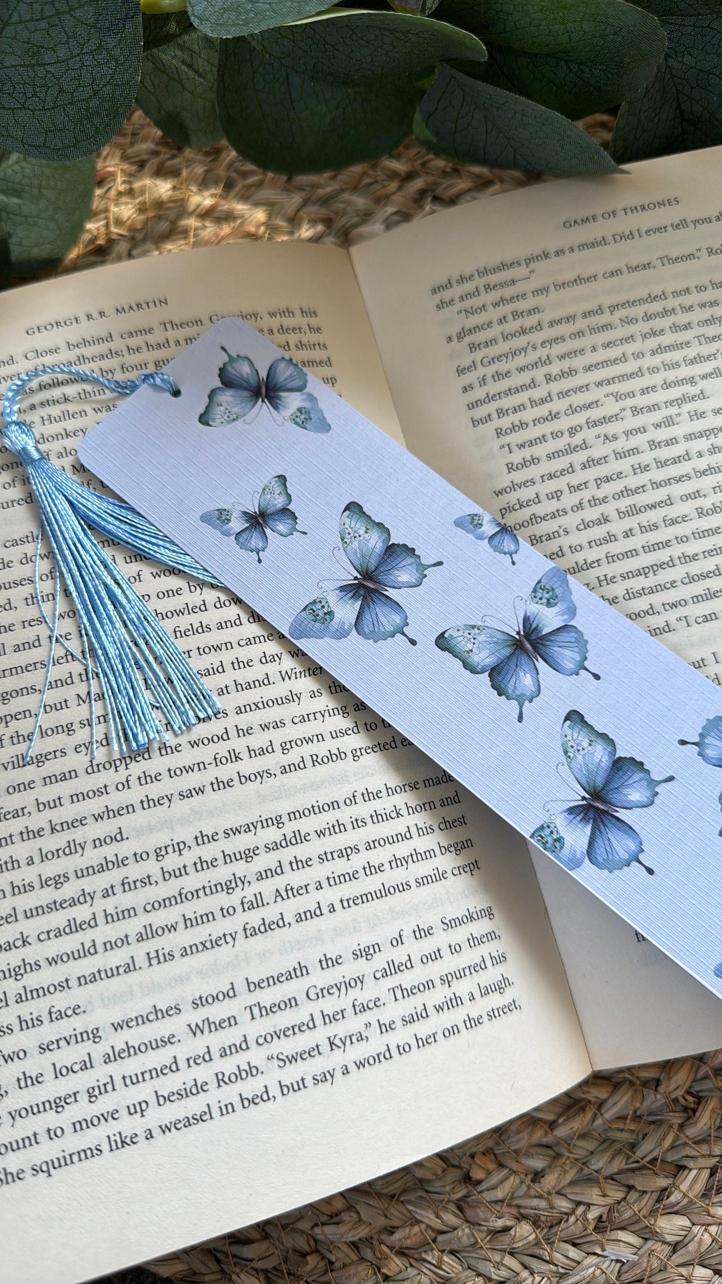 Butterfly Bookmark for Book Lovers two sided , Blue Butterfly Bookmark, Linen Bookmark, Booklover Gifts,Teachers Gift, Bookish Gift