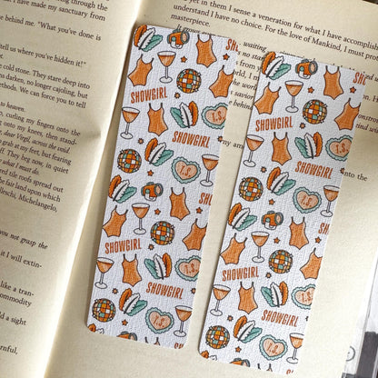 Switie TLOASG bookmark, Showgirl linen bookmark for Swiftie lovers, 2 X 6 inch bookmark for tswift fans