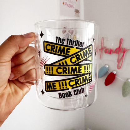 The Thriller Book Club Glass Hot Coffee Mug: Double Walled 13oz