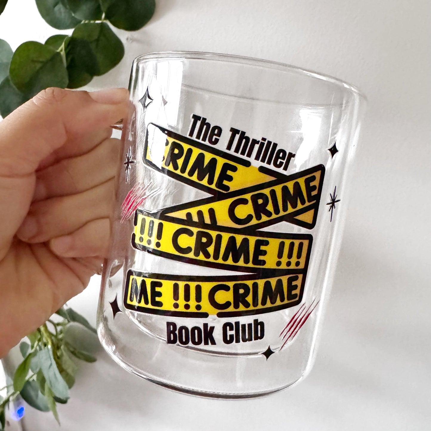 The Thriller Book Club Glass Hot Coffee Mug: Double Walled 13oz