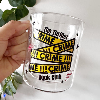The Thriller Book Club Glass Hot Coffee Mug: Double Walled 13oz