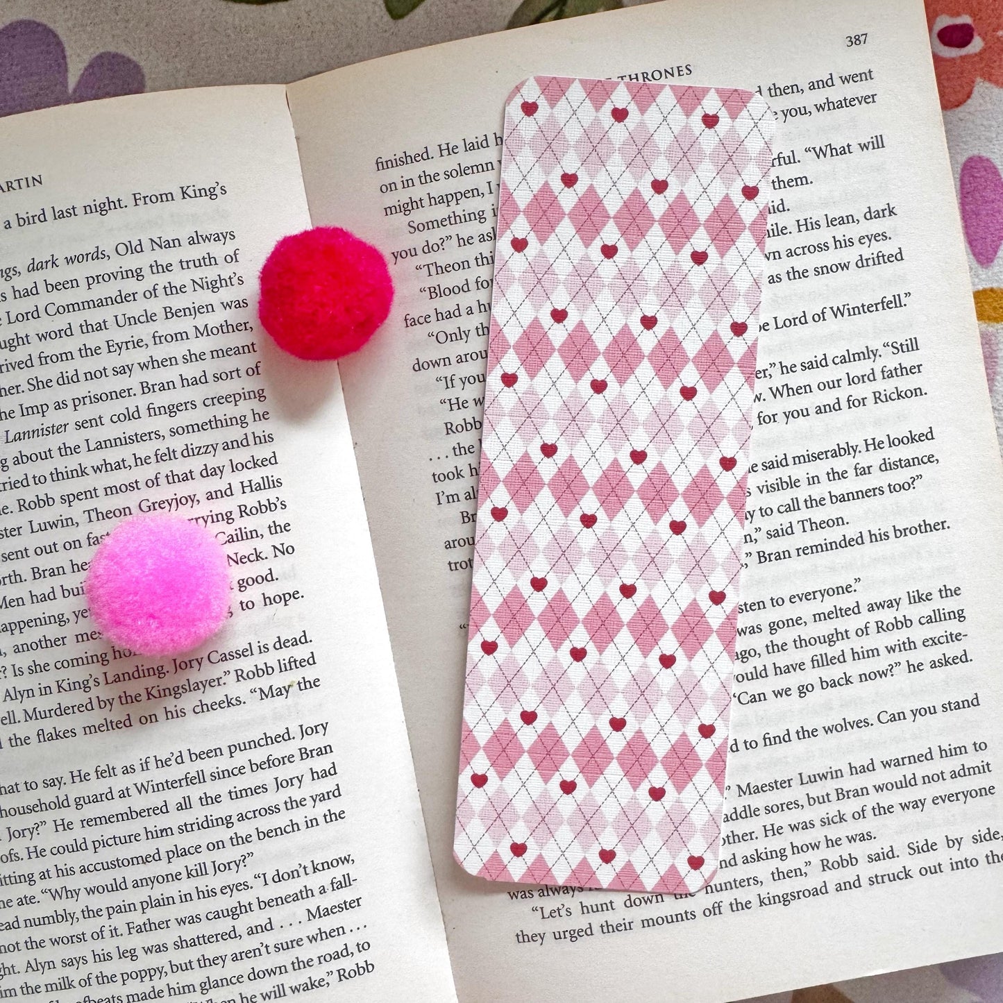 Pink Linen Bookmark Set, Girly Bookish Paper Bookmark
