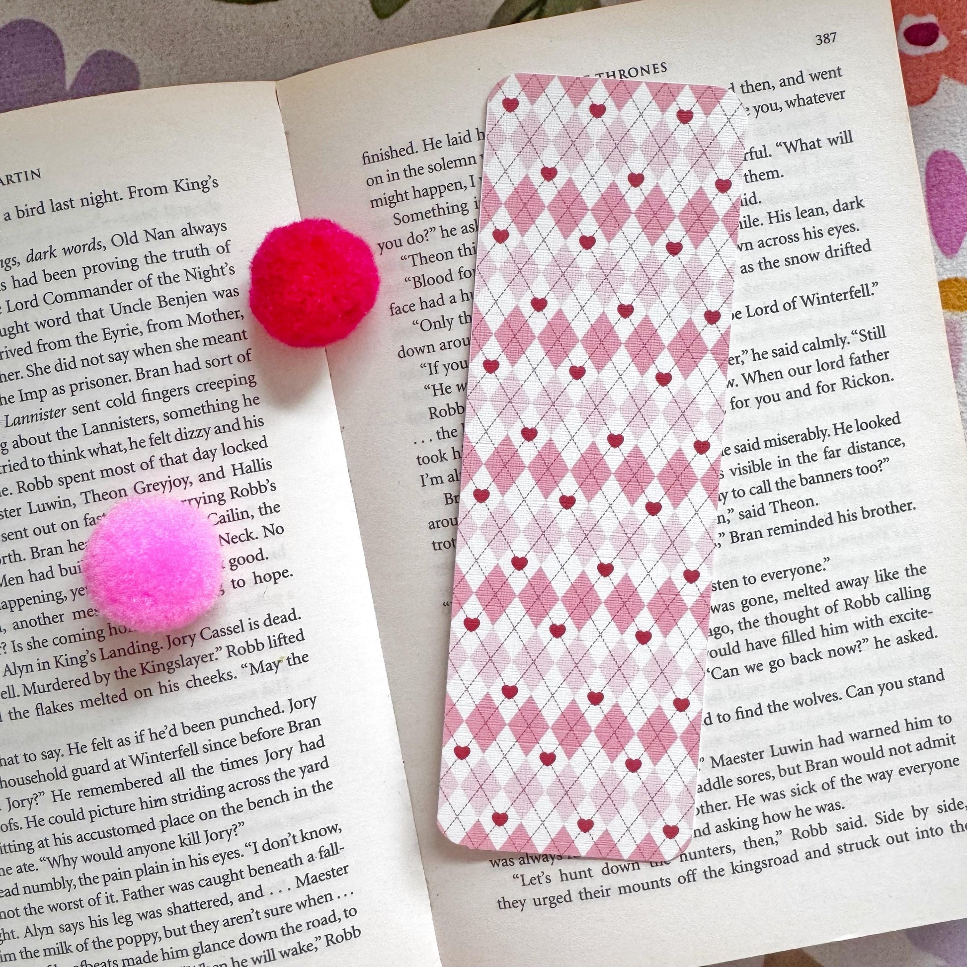 Pink Linen Bookmark Set, Girly Bookish Paper Bookmark