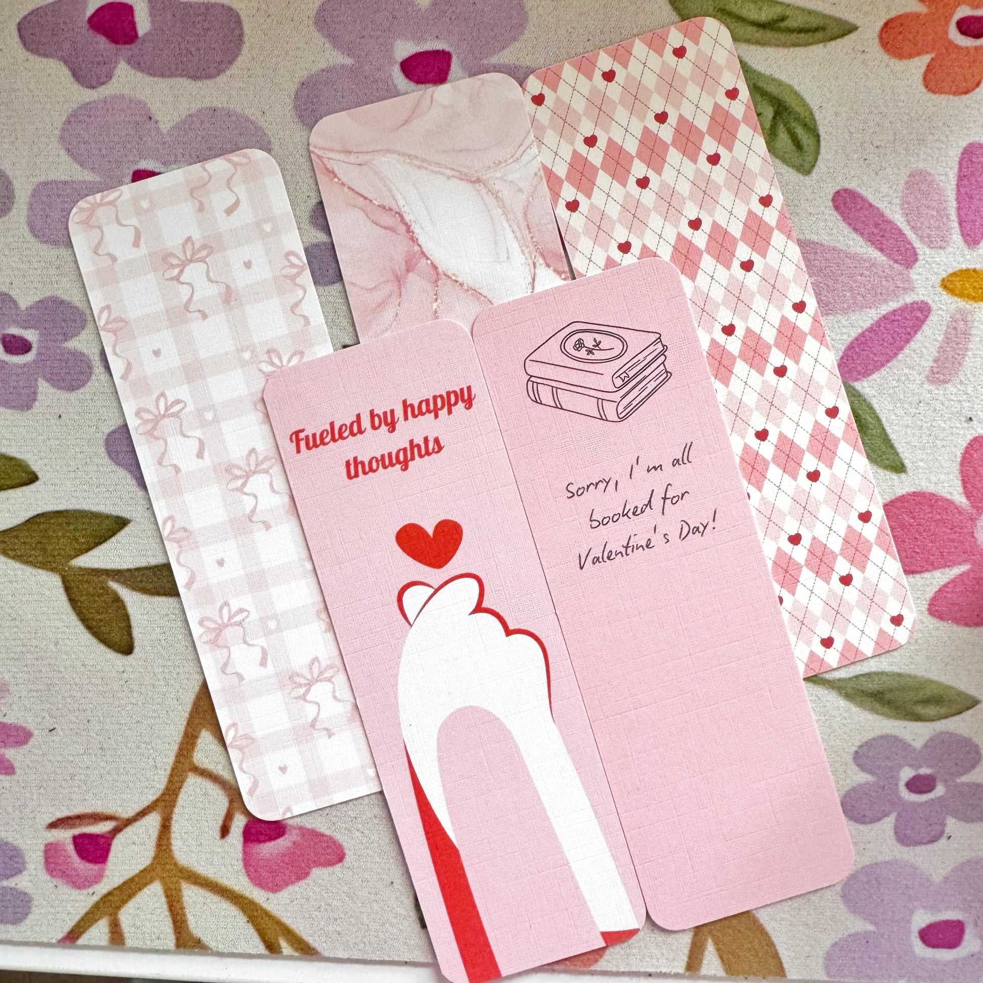 Pink Linen Bookmark Set, Girly Bookish Paper Bookmark