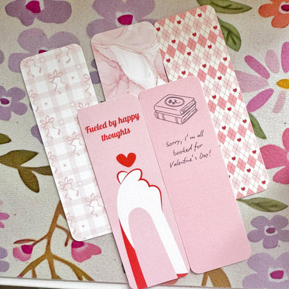 Pink Linen Bookmark Set, Girly Bookish Paper Bookmark