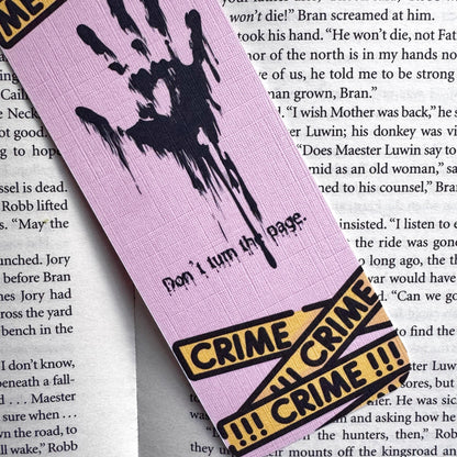 pink thriller bookmark for crime fiction fans