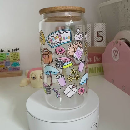 Aesthetic TV show glass can for fandom gifts