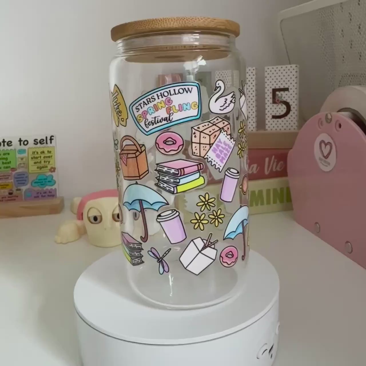 Aesthetic TV show glass can for fandom gifts