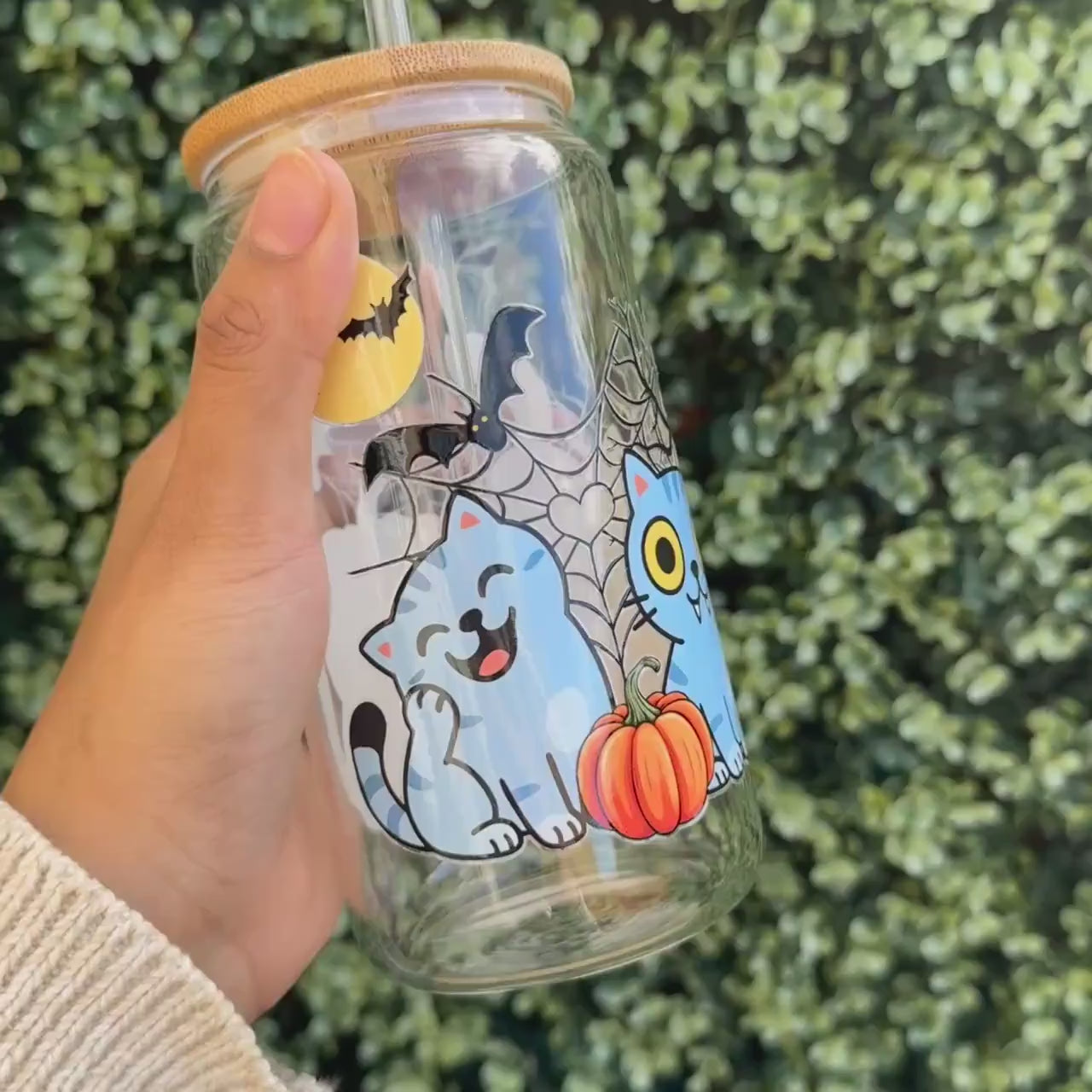 K-Pop Demon Kitty derpy cat glass tumbler