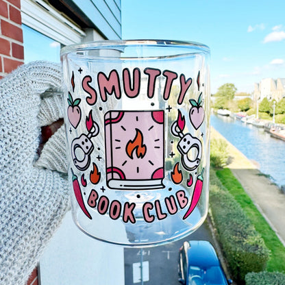 Book lover glass coffee mug . Smutty Book Club Mug . Glass mug .Gift for book lover, Bibliophile gift . Bookish mug 13oz Double walled