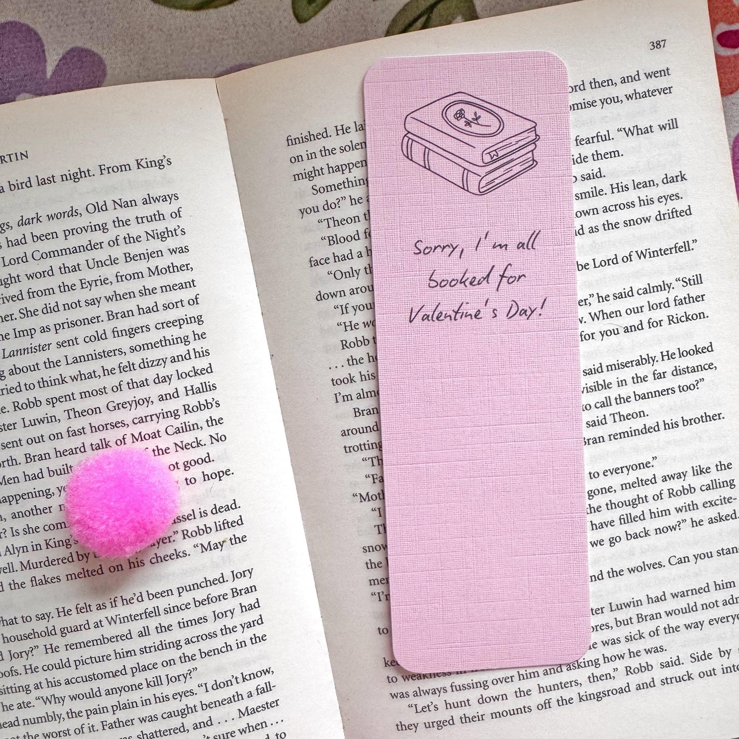 sorry im booked for valentines bookmark design