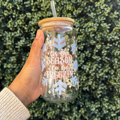 winter snowflake glass cup gift idea